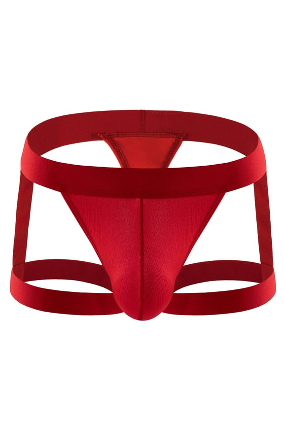 Men's Jockstrap Underwear Men Casual Solid Hollow-carved Design Sexy Breathable Low Waist Underwear Pants Sexy Underwear Set For Men For Red,M