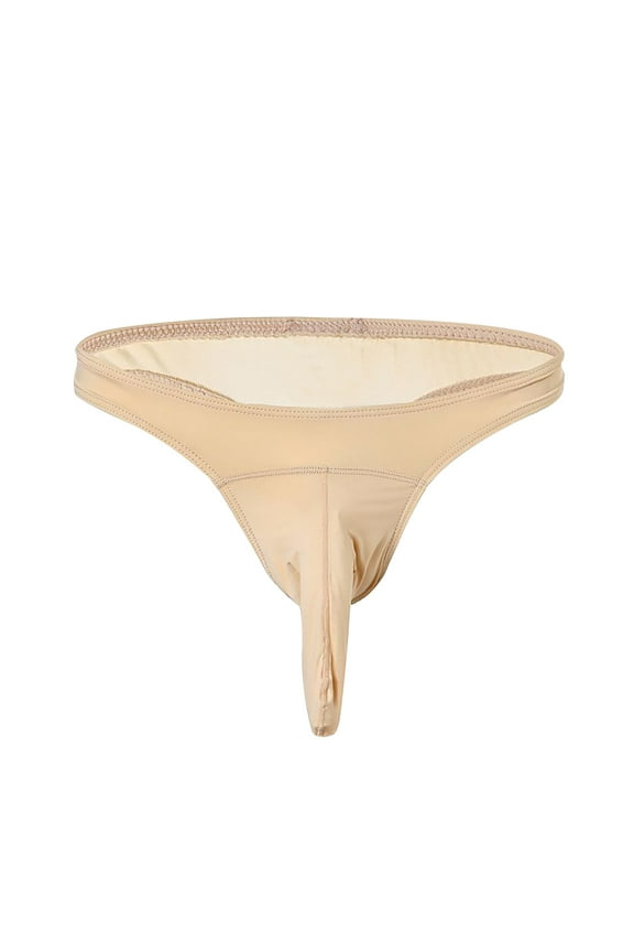Men's Jockstrap Underwear Solid Color Briefs Fashion Underwear Personalized Low-waist Hoop Panties Buttock Covering Briefs Sexy Underwear Set For Men For Khaki,M