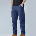 thumbnail image 1 of Herrnalise Men's Joggers Cargo Pants Cotton Solid Color Multi-pocket Cargo Pants Work Pants Casual Cargo Pants Straight-leg Pants Denim Trousers Ripped Denim Pants for Men For Navy,L, 1 of 4
