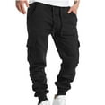 thumbnail image 1 of Herrnalise Men's Joggers Cargo Pants Fashion Solid Casual Elastic Waist With Pocket Trousers Sport Pants Ripped Denim Pants for Men For Black,L, 1 of 5