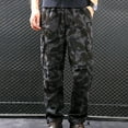 thumbnail image 1 of Holloyiver Men's Joggers Cargo Pants Slim Multi Pocket Straight Trousers Outdoor Sports Overalls Pants For Black,5XL, 1 of 4