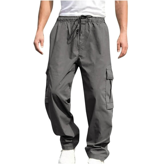 Holloyiver Men's Joggers Cargo Pants Cargo Pants Slim Multi Pocket Straight Trousers Outdoor Sports Overalls Pants Ripped Denim Pants for Men For Dark Gray,2XL