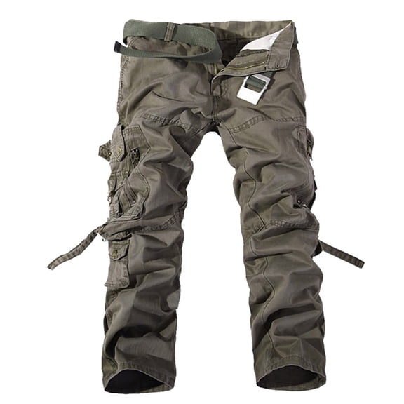 Herrnalise Men's Joggers Cargo Pants Solid Multi-Pocket Washed Overalls Outdoor Casual Pants Trousers Ripped Denim Pants for Men For Army Green,S