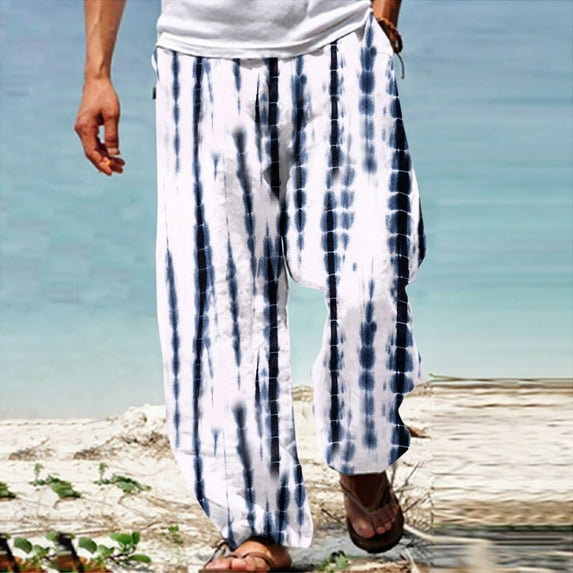 Herrnalise Men's Joggers Cargo Pants Summer Casual Fashio 3D Printing Elastic Waist Straight Trousers Ripped Denim Pants for Men For Navy,2XL