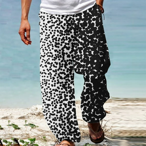 Herrnalise Men's Joggers Cargo Pants Summer Casual Fashion Gradient Printing Elastic Waist Straight Trousers Ripped Denim Pants for Men For Black,S