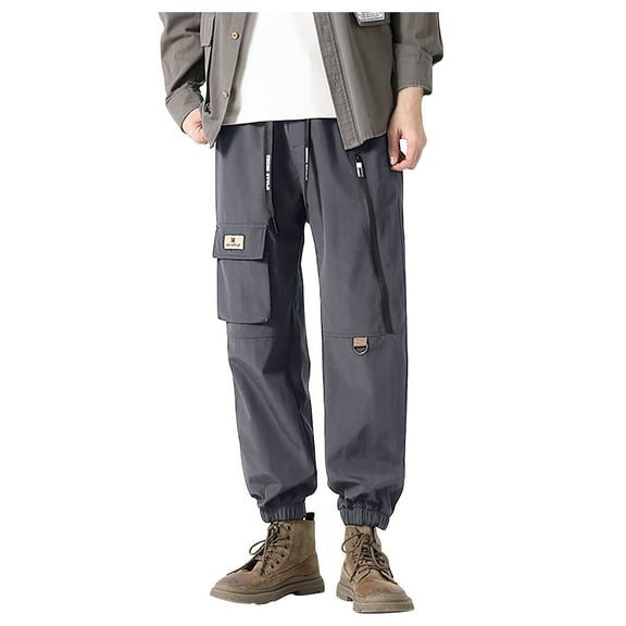 Herrnalise Men's Joggers Chino Cargo Pants Hiking Outdoor Recreation Pants Twill Fitness Track Jogging Pants Casual Cotton Pants For Dark Gray,XL