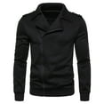 thumbnail image 1 of Herrnalise Men's Lapel Sweatshirt Jacket Casual Fashion Pure Color Zipper Lapel Long Sleeve Sweatshirt Tops Black, 1 of 1