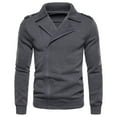 thumbnail image 1 of Herrnalise Men's Lapel Sweatshirt Jacket Casual Fashion Pure Color Zipper Lapel Long Sleeve Sweatshirt Tops Gray, 1 of 1