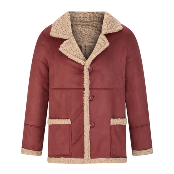 Herrnalise Men's Leather Jacket Fashion Stand Collar Punk Motorcycle Fur Leather Jacket Long Sleeve Hoodless Casual Outwear & Jackets Red