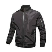 Herrnalise Men's Lightweight Bomber Jacket Zipper Fashion Casual Baseball Clothing Jacket Coat Loose Outwear Overcoat Black