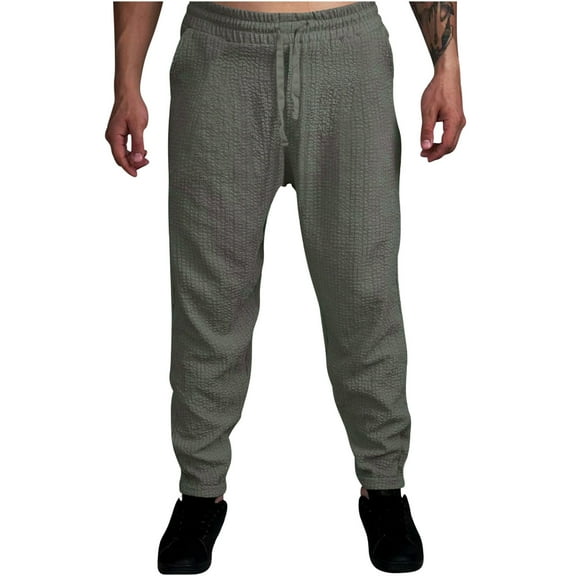 Herrnalise Men's Linen Pants Casual Long Pants - Loose Pleated Lightweight Drawstring Yoga Beach Trousers Casual Trousers Valentine's Day For Him M-4XL