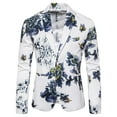 thumbnail image 1 of Herrnalise Men's One Button Floral Suit Performance Suit Men's Long Sleeve Tops Blazer Lapel Suit White, 1 of 8