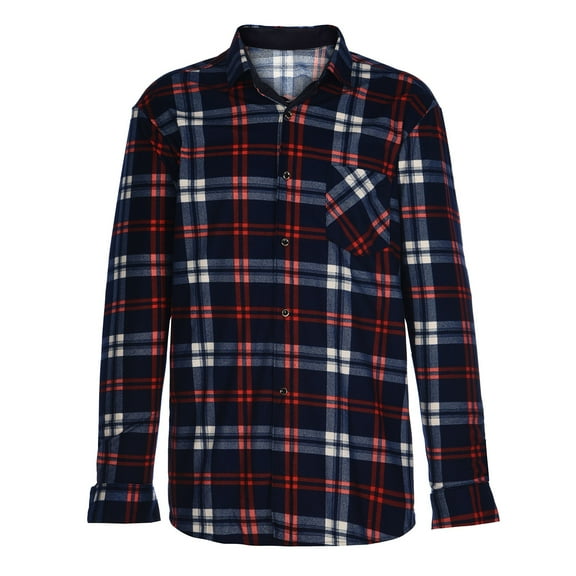 Herrnalise Men's Plaid Padded Shirts Casual Long Sleeve Button Down Lapel Jackets Fashion Slim Fit Winter Warm Tops Blouse Red