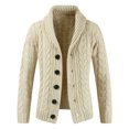 thumbnail image 1 of Holloyiver Men's Shawl Collar Fit Cardigan Sweater Casual Winter Turtleneck Long Sleeve Knitting Cardigan Sweater Coats Beige, 1 of 2