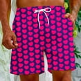 thumbnail image 1 of Herrnalise Men's Shorts Casual Red Heart Print Elastic Waist Drawstring Lightweight Summer Beach Shorts, 1 of 5