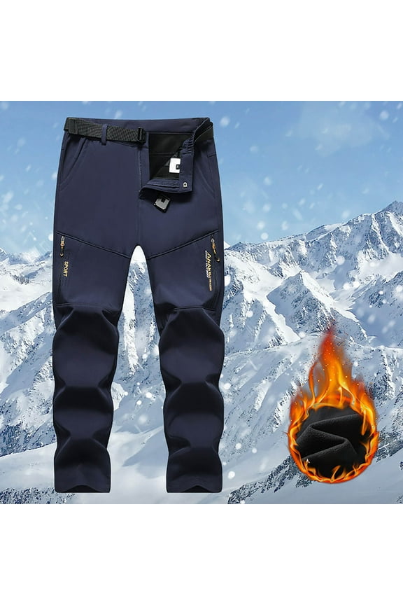 Men's Snow Ski Pants Softshell Fleece Lined Reinforced Hiking Pants Outdoor Windproof Insulated Snowboard Pants Valentine's Day For Him M-6XL