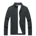 thumbnail image 1 of Herrnalise Men's Solid Color Casual Standing Collar Knit Cardigan Sweater Jacket Dark Gray, 1 of 1