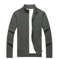 thumbnail image 1 of Herrnalise Men's Solid Color Casual Standing Collar Knit Cardigan Sweater Jacket Green, 1 of 1