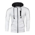 thumbnail image 1 of Herrnalise Men's Sports Sweater Coat Fashion Color Contrast Long Sleeve Hooded Pocket Zipper Drawstring Coat Casual Cardigan Jacke Top White, 1 of 4