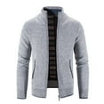 thumbnail image 1 of Herrnalise Men's Stand-up Collar Knit Cardigan Sweater Casual Winter Turtleneck Long Sleeve KnittingHooded Cardigan Zipper Sweater Coats Gray, 1 of 1