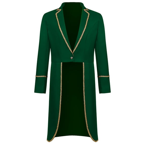 Herrnalise Men's Steampunk Vintage Tailcoat Jacket, Gothic Renaissance Pirate Costume, Medieval Victorian Halloween Tuxedo Coats Green,S