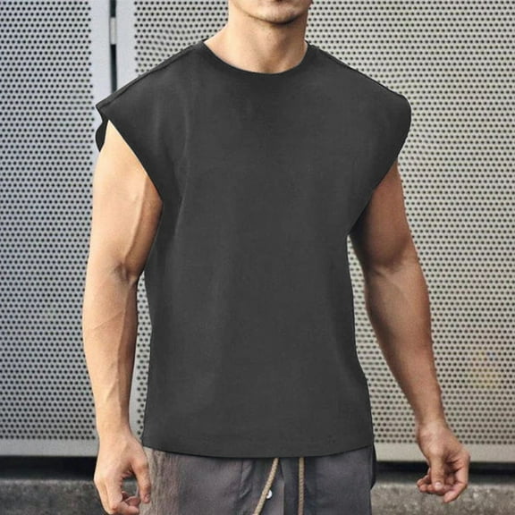 Herrnalise Men's Summer Fashion Expanded Shoulder Casual Sports Casual Sleeveless T-Shirt Vest