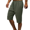 thumbnail image 1 of Herrnalise Men's Survivor Belted Cargo Men's Casual Drawstring Pocket Solid Color Cotton And Linen Sports Shorts, 1 of 4