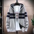 thumbnail image 1 of Herrnalise Men's Sweaters Full Zip Knitted Cardigan Sweaters Casual Patchwork Long Sleeve KnittingHooded Cardigan Zipper Sweater Coats S-2XL Gray, 1 of 1