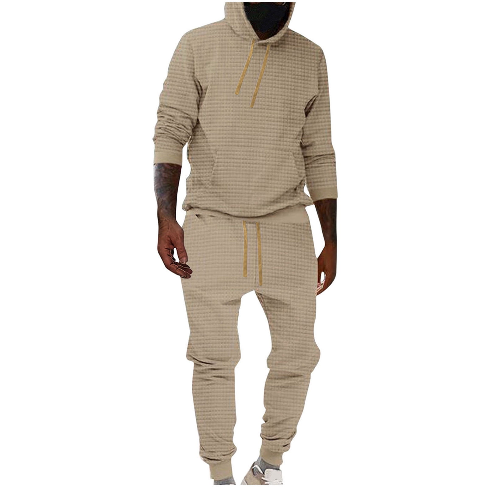 Men's Sweatsuit Men's Plaid Tracksuit Set 2-Piece Athletic