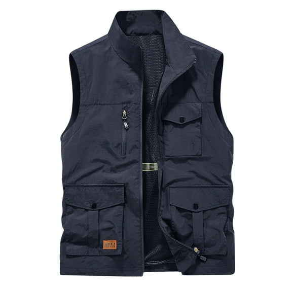 Herrnalise Men's Thin Sports Multi-bag Casual Quick-drying Loose Vest Mountaineering Tooling Outdoor Vest Jackets Blue
