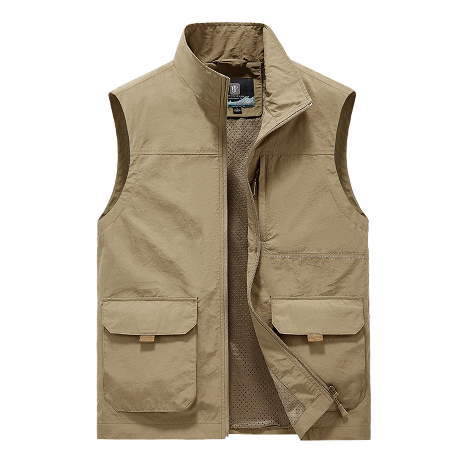Herrnalise Men's Thin Workwear Solid Color Vest Stand Collar Herrnalise Men's Thin Workwear Solid Color Vest Stand Collar