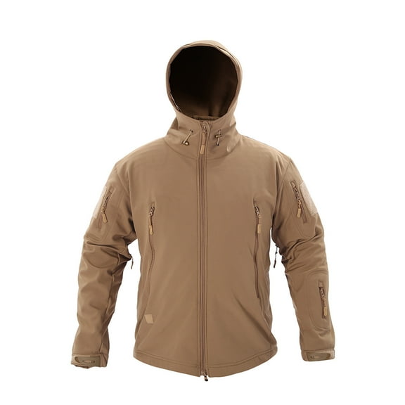 Herrnalise Men's Warm Fleece Waterproof Sharkskin Softshell Outdoor Punching Jacket Camouflage Clothing Khaki