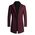 thumbnail image 1 of Herrnalise Men's Warm Winter Trench Coats Single-breasted Solid Color Fashion Suit Business Casual Suit Wool Coat Burgundy, 1 of 1