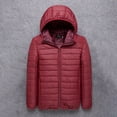 thumbnail image 1 of Herrnalise Men's Water-Resistant Puffer Jacket Lightweight Long-SleeveHooded Packable Ultra Light Weight Short Down Jacket M-5XL Burgundy, 1 of 1