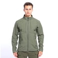 thumbnail image 1 of Herrnalise Men's Waterproof Outdoor Sharkskin Softshell Warm Fleece Sport Standing Collar Punching Jacket Olive Green, 1 of 1