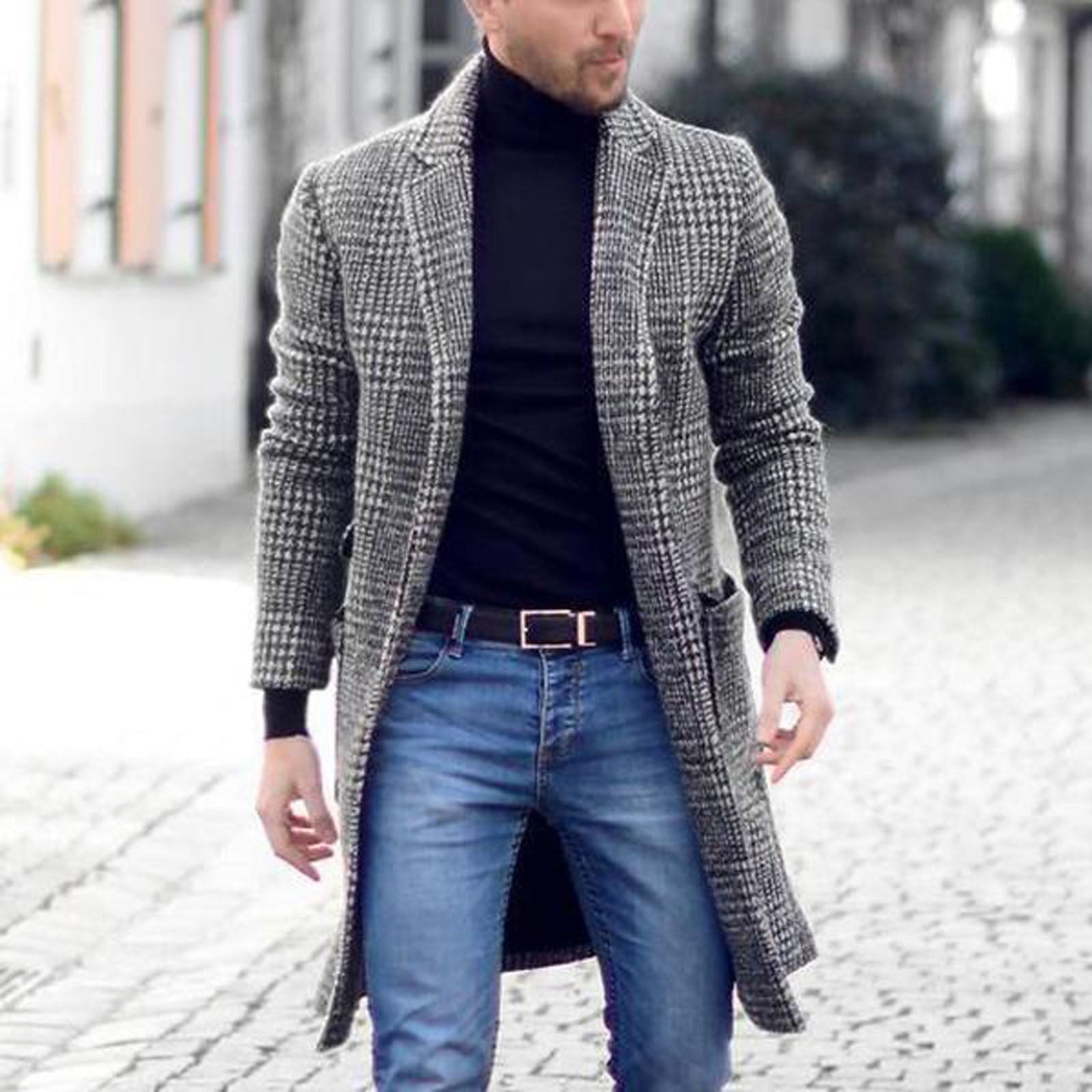Herrnalise Men's Wool Blend Top Coat Casual Winter Turndown Herrnalise Men's Wool Blend Top Coat Casual Winter Turndown