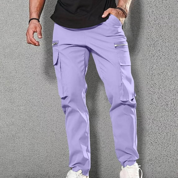 Herrnalise Men's Workout Athletic Golf Hiking Pants with Zipper Pockets Elastic Waist Lightweight Running Pants for Men Valentine's Day For Him S-3XL