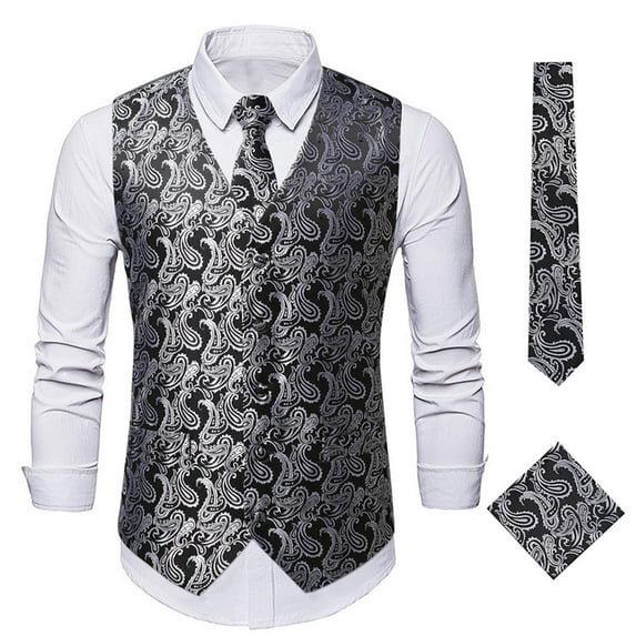 Herrnalise Men's Workout Shirts New Men's Floral Blazer Waistcoat Gentleman's Formal Casual Printed Vest Waistcoat