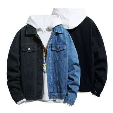 Herrnalise Men's and women's fall and winter large size loose denim splicing jacket Black