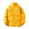 thumbnail image 1 of Herrnalise Men's cotton clothing winter couple new men's candy color collar warm coat Yellow, 1 of 1
