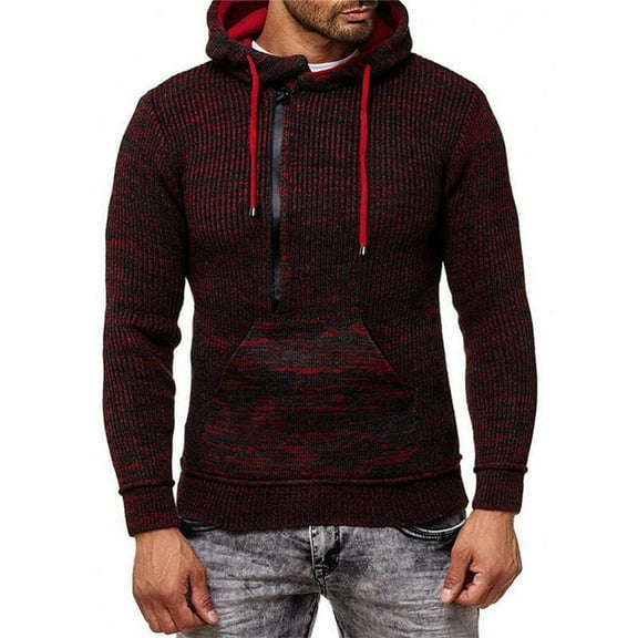 Herrnalise Men's fashion autumn and winter sweater loose big yards mixed colors sweater pullover jacketRed