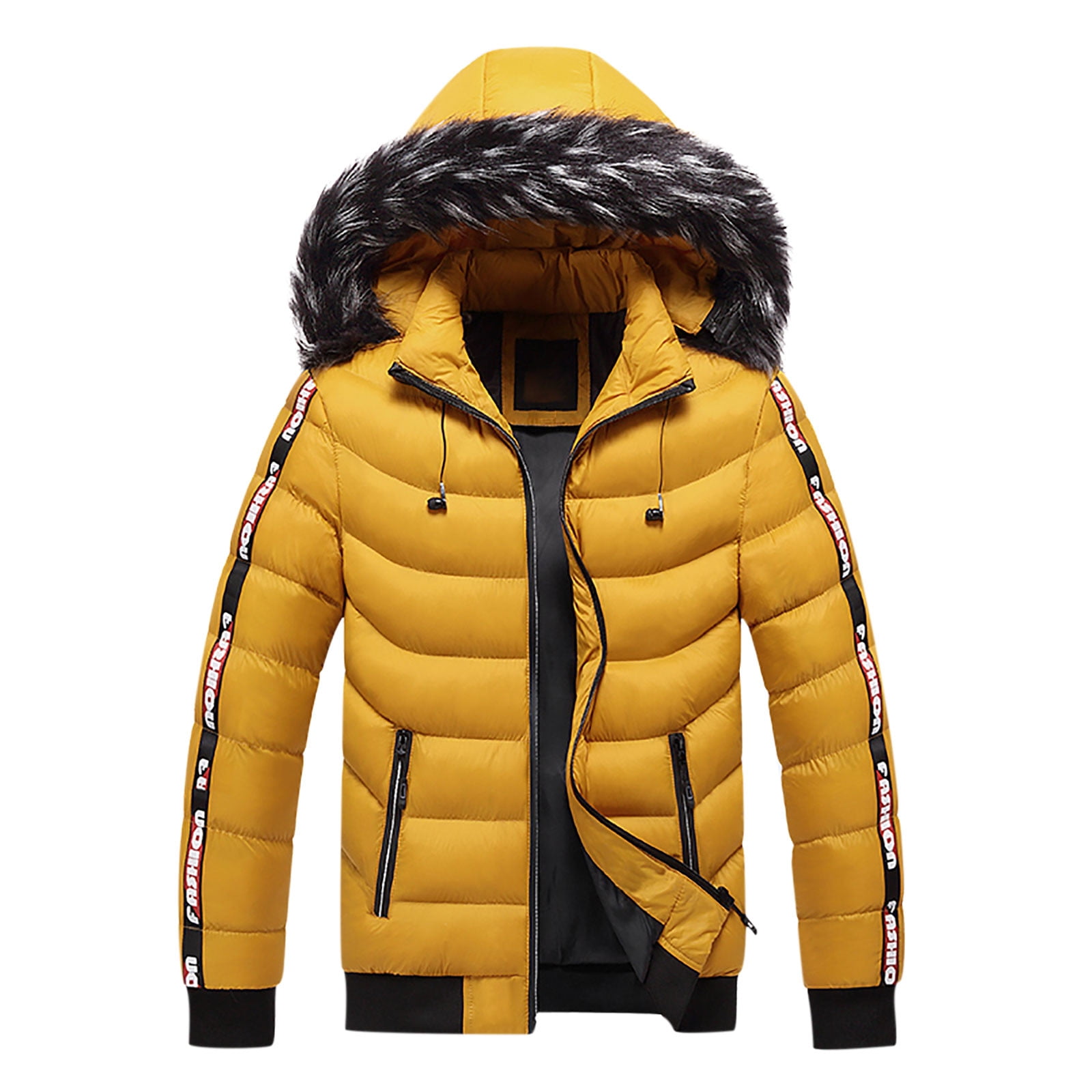 Mustard faux fur hooded coat hotsell