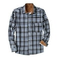 thumbnail image 1 of Herrnalise Men's plaid shirt casual long-sleeved button lapel jacket fashion Slim winter warm shirt Blue, 1 of 1