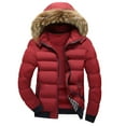 thumbnail image 1 of Herrnalise Men'sHooded Color Blocking Winter Casual Thickened Cotton JacketRed, 1 of 1