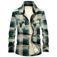 thumbnail image 1 of Herrnalise Men'sHooded Plaid Padded Thickened Coat Shirt Jacket Cotton Jacket Green, 1 of 1