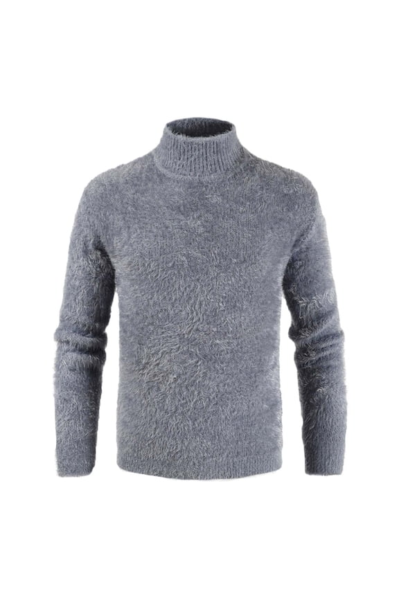 Mens Faux Fur Coat Casual Solid Round Neck Pullover Long Sleeve Sweater Slim Bottoming Knit Top Turtleneck Sweater Long Trench Coat Motorcycle Jakcet