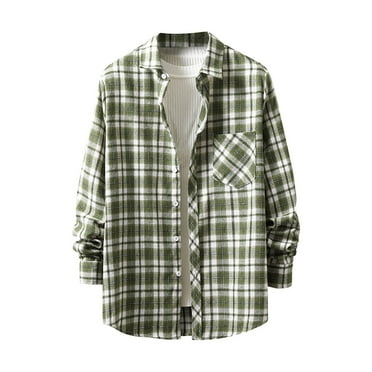 Herrnalise Mens Faux Fur Coat Checkered Shirt Slim Fitting Long Sleeved Matte Lapel Casual Cardigan Bottom Shirt Blouse Long Trench Coat Motorcycle Jakcet