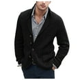 thumbnail image 1 of Herrnalise Mens Faux Fur Coat Fashion Long Sleeve Wool Sweater Wool Sweater Button Pocket Knit Tops Long Trench Coat Motorcycle Jakcet, 1 of 5