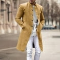 thumbnail image 1 of Herrnalise Mens Faux Fur Coat Single-breasted Warm Cotton-padded Jacket Long Coat Solid Color Men Long Sleeve Hoodless Casual Outwear & Jackets Long Trench Coat Motorcycle Jakcet, 1 of 6