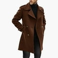 thumbnail image 1 of Herrnalise Mens Faux Fur Coat Winter Casual Solid Turndown Long Sleeve Keep Warm Windbreaker Coat Long Trench Coat Motorcycle Jakcet, 1 of 6